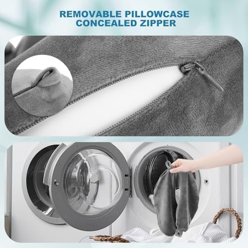 Cirorld Opblaasbaar Reiskussen voor Vliegtuig, Neksteunkussen voor Reizen, Reiskussen voor Volwassenen, Verstelbaar & Compact Vluchtkussen, Ergonomische Neksteun, Met Oordopjes, Oogmasker, Draagtas - Image 4