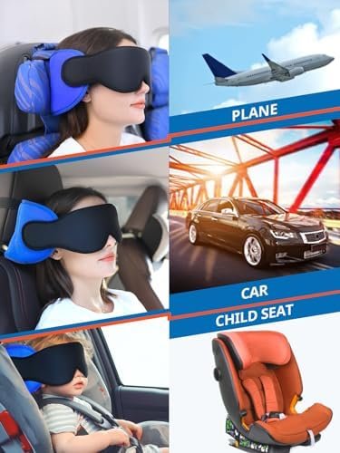 SARISUN Reiskussen voor vliegtuig, Nekkussen voor slaapreizen met oogmasker, Vliegtuigkussen voor lange vluchten, kinderreiskussens voor auto, road trip autohoofdsteun, stop Bobblehead, Zwart - Image 6