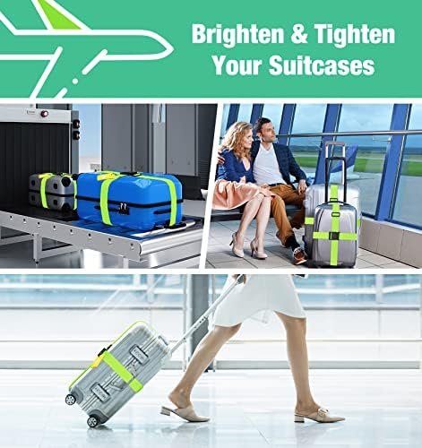 Raynesys 4 Pack Luggage Straps Luggage Tags Set, Adjustable 70.87 inch Suitcase Belts, Silicone Suitcase Tag with Name ID Cards, Travel Accessories for Men Women, Green - Image 6