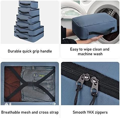 ECOHUB inpakblokjes voor koffer 7 PCS Reis organisator Verpakkingszakken Gerecycleerd Reistoebehoren Schoenen zakken voor reizen Opbergtas De Zakken van de bagageorganisator Reisetui(Blauw) - Image 5
