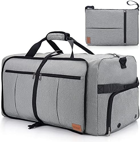 Urtala Opvouwbare reistas voor heren en dames, grote weekendtas met schoenenvak, waterdichte handbagagetas/sporttas, grijs, 120L