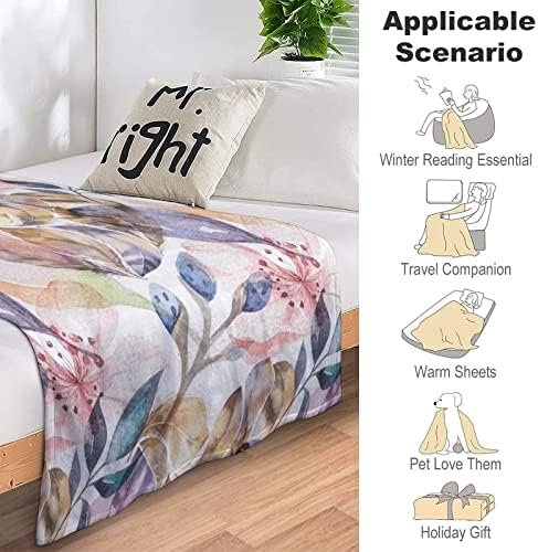 Fleece Blanket Plush,Painted Flowers1,Microfiber Fuzzy Soft Cozy Flannel Throw Blankets for Couch,Bed,Sofa,Camping,Travel - Image 5