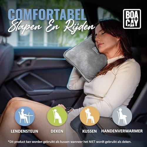 BOACAY Zachte en Warme Reisdeken voor Vliegtuig en Auto - Lange Vlucht Essentieel voor Vrouwen, Mannen, Kinderen - Compact Kussen met Bagagemouw en Rugzak Klem - Image 6
