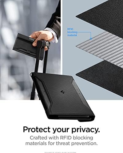 Spigen Paspoorthoes met RFID-Blokkering en Simkaartpin Paspoort Holder Gemaakt van kunstleer - Zwart - Image 4