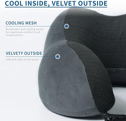 Reiskussen van Traagschuim, Nekkussen met 3D-oogmasker en Oordopjes, Neck Pillow Zacht Katoen, U-vormig Slapen Neksteunkussen, Travel Pillow voor Vliegtuig, Auto, Trein, Kantoor en Camping - Image 7