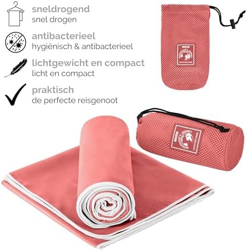 Backpacker's Journey microvezel handdoeken in S M L XL. Reishanddoek stelt licht, sneldrogend, absorberend en antibacterieel (zalmkleurig S) - Image 2