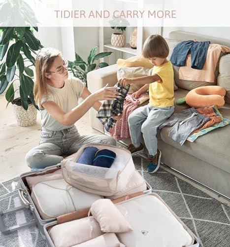 Meowoo Packing Cubes 8-delige Set, koffer-Organizer Voor Vakantie en Reizen Pakkubussen Opbergsysteem Voor Koffer Voor Reizen, Zakenreizen, Kamperen, Zomerkampen, Beige - Image 7