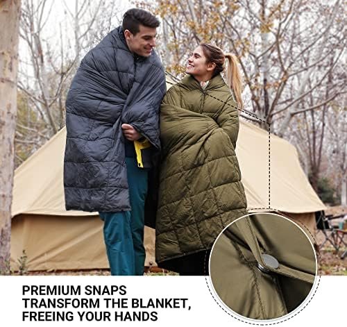 KingCamp Reisdeken Multifunctionele Ultralight Camping Deken met Snap Button Emergency Slaapzak voor binnen of buiten, 175 x 135cm - Image 3