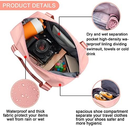 Reistas, CS COSDDI 36 l, weekendtas met trolleymouw, droge en natte compartimenten, sporttas, gym, waterdicht, shoppingtas, handbagage, voor mannen en vrouwen, weekendtas, draagtas, ziekenhuistas, #01 Roze - Image 5