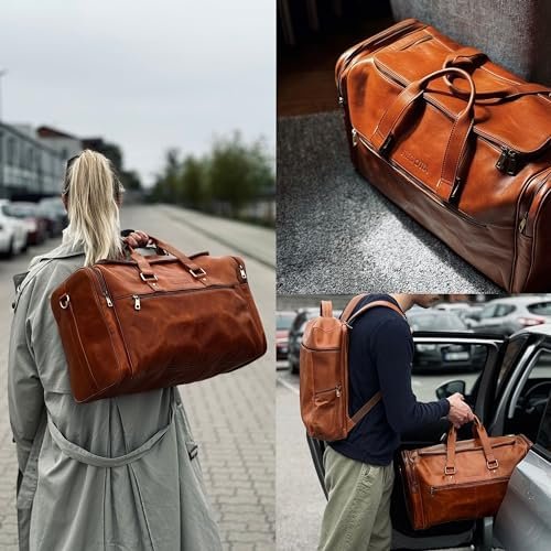 NEGOTIA Alpha - Leren Weekendtas Heren en Dames - Premium leren Reistas - Duffel Bag - Luxe Top-Grain Leer - Bruin - Image 3