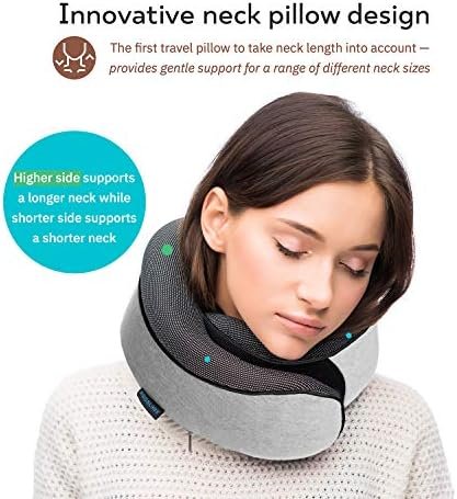 Proglobe orthopedisch nekkussen Reisnekkussens voor vliegtuigen, Memory Foam Kit, geüpdatet rustmateriaal, vliegtuigreisset met oogmaskers met 3D-contouren, oordopjes en luxe nettas (Grijs) - Image 3