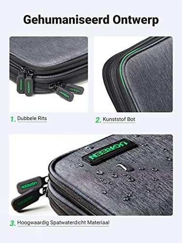 UGREEN Kabel Tassen Elektronische Opbergtas Elektronische Accessoires Tas Gadget Reistas Kabel Draagtas Drie Laag Dubbele Ritssluiting voor Kabel Oplader Hub Powerbank Switch, enz. - Image 5