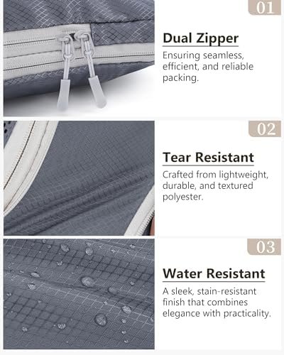 Compression Packing Cubes 8 Sets Suitcases Luggage Organizers with makeup storage bag Waterproof Shoe Storage Bag Travel Essentials Grey - Image 5