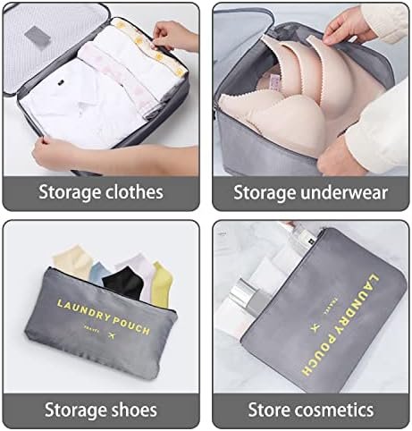 TXBOBECO Koffer-organizerset, 12-delige set, packing cubes voor koffer, reisaccessoires, kofferorganizer, schoenentas, kledingtassen, verpakkingskubus, cosmetica, paktassen (grijs) - Image 6
