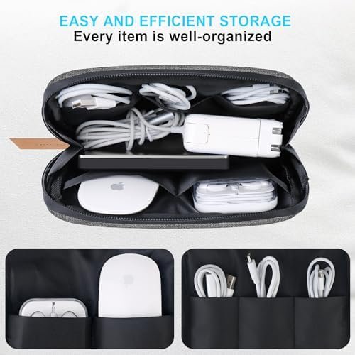 Lacdo Electronic Organizer Travel Cable Organizer Bag Pouch Case Tech Electronic Draagbare oplader Case voor kabel, snoeren, MacBook Laptop oplader, muis, Power Adapter, Power Bank, Grijs - Image 2