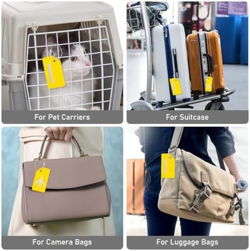 Flintronic Kofferlabels, 2 stuks etiketten voor koffer, reizen, bagage, reisaccessoires, bagage-tags, voor reizen, vakantie, bagageopslag, reistassen, geel - Image 5
