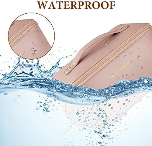 Aucuu Make-uptas voor op reis, PU-leer, draagbare make-uptas met grote inhoud, waterdicht, draagbaar, toilettas-organizer voor toiletartikelen, 31*21*3.6 CM - Image 7