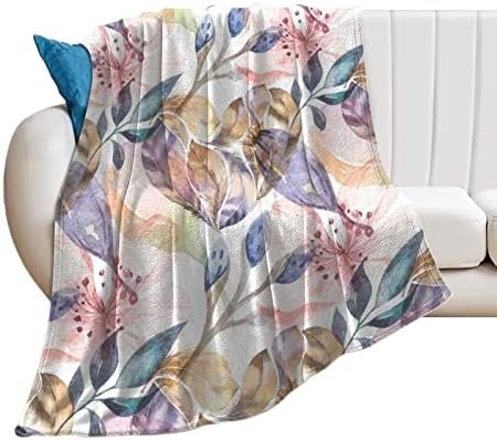 Fleece Blanket Plush,Painted Flowers1,Microfiber Fuzzy Soft Cozy Flannel Throw Blankets for Couch,Bed,Sofa,Camping,Travel