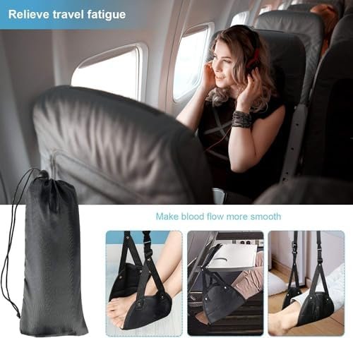 Vliegtuigvoetensteun - beste voetensteun voor reizen, reisaccessoires voor vliegtuigen, geen botsende voethangmat en draagbare beensteun voor vliegtuigen, ontspanning en comfort voor lange vluchten (schuim) - Image 7