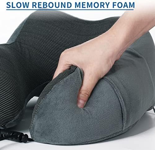 Reiskussen van Traagschuim, Nekkussen met 3D-oogmasker en Oordopjes, Neck Pillow Zacht Katoen, U-vormig Slapen Neksteunkussen, Travel Pillow voor Vliegtuig, Auto, Trein, Kantoor en Camping - Image 5