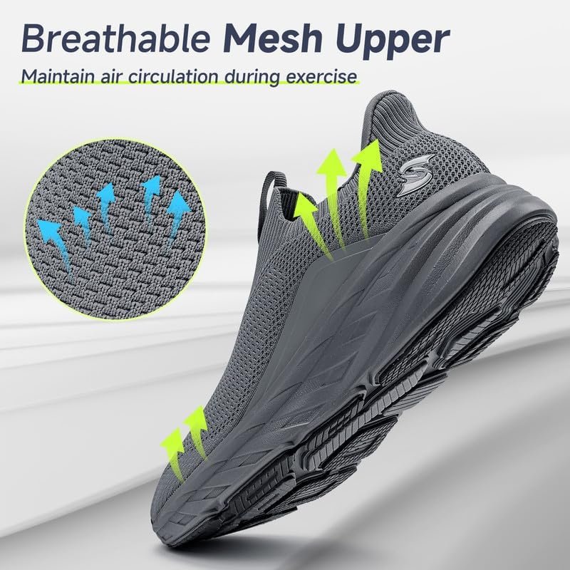 Sosenfer Heren Slip In Hands Free Schoenen Slip Op Sneakers Ademend Mesh UltraLicht Hardloopschoenen Sportschoenen Trainers Wandelschoenen Joggingschoenen - Image 4