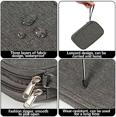 Kabeltas, elektronische tas, universele kabelorganizer, tas, draagbare reiskabel, waterdicht, dubbellaags, elektronica, accessoiretas voor mobiele telefoon, oplaadkabel, USB-powerbank, zwart, Elegant - Image 5