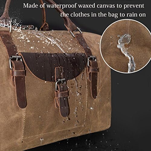 NEWHEY Reistassen voor heren, leer, canvas, waterdicht, grote capaciteit, weekendtas, vintage handbagage, uniseks, bruin, bruin (bruin) - .. - Image 3