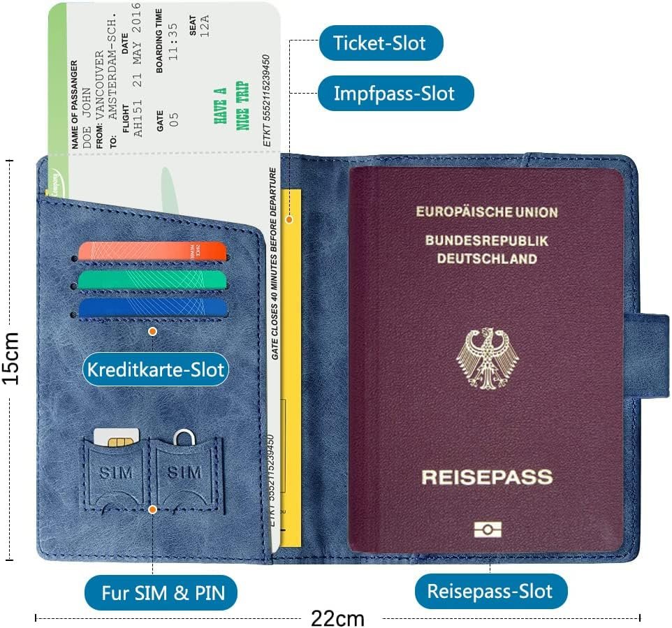 Toctax Vaccinatiepaspoort hoes lederlook - 14,8 cm x 11 cm hoes vaccinatiebewijs met ruimte voor kaarten - beschermhoes vaccinatiebewijs en paspoort - vaccinatiebewijs voor baby's en volwassenen, - Image 4